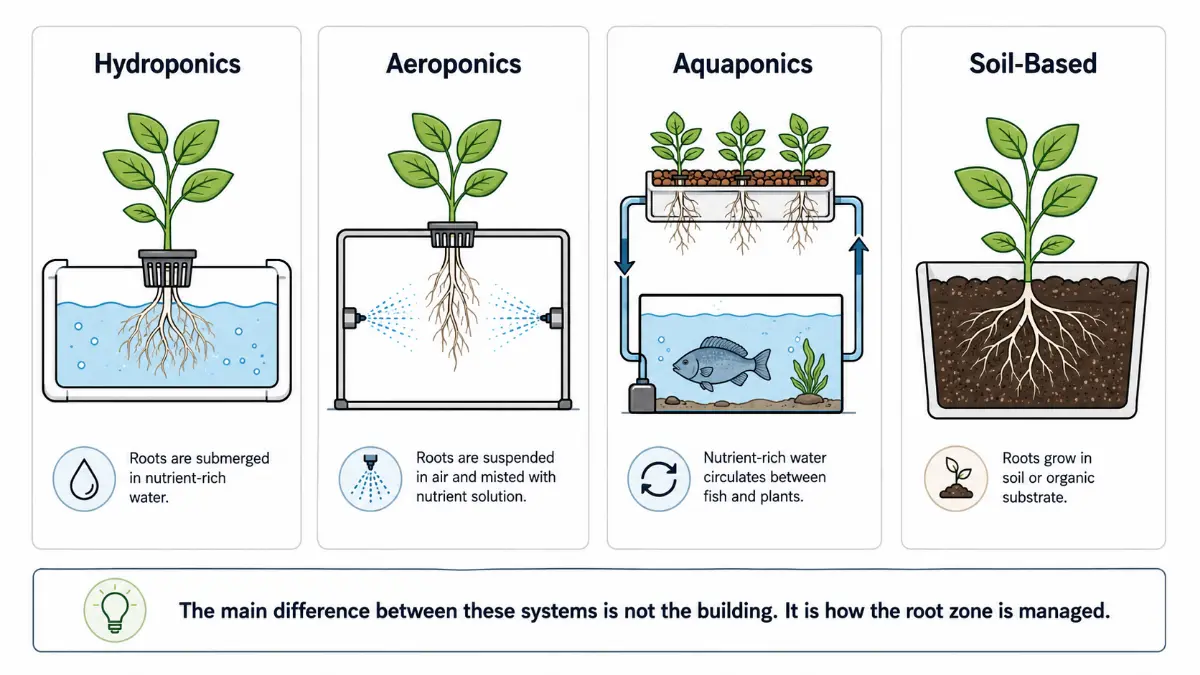 hydroponics in comparision - root zone differences in cea hydroponic aeroponic aquaponic and soilbased