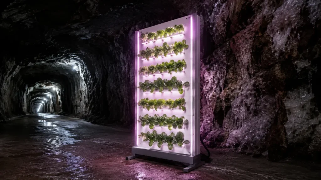 Boulby mine underground vertical farming AI illustration