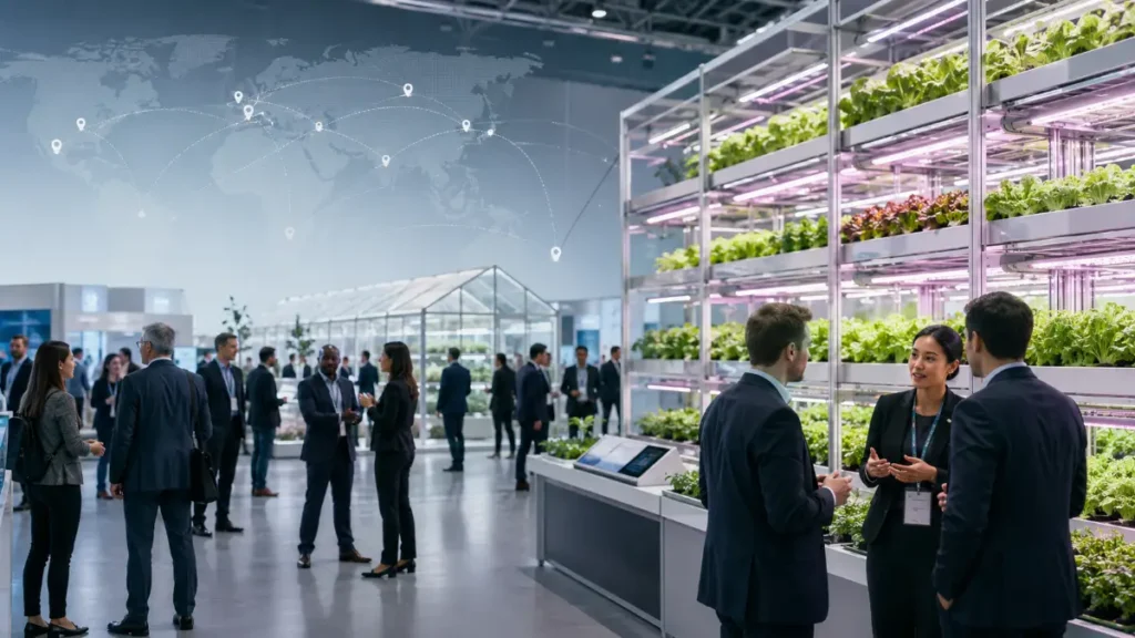 Find Vertical Farming Events in 2027, symbolic AI generated Image showing business attendees